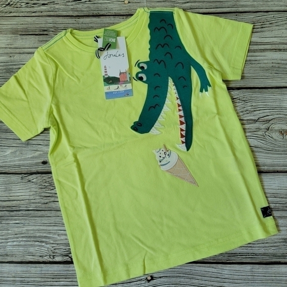 Joules UK Brand Ice Cream T-Shirt Soft Cotton Alligator T-Shirt Mint Green - Picture 2 of 5